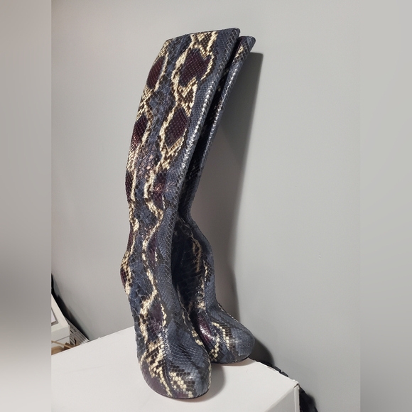 New without box sz 38 $2699 Francesco Sacco genuine python leather heeled boots - Picture 2 of 7